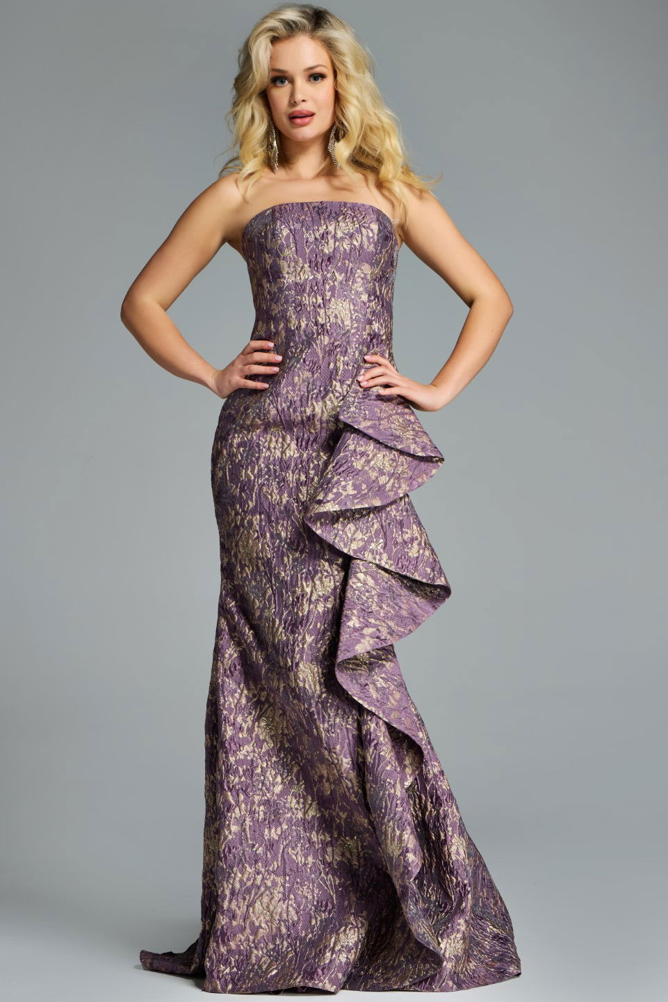 Jovani -41134 Strapless Textured Mermaid Gown