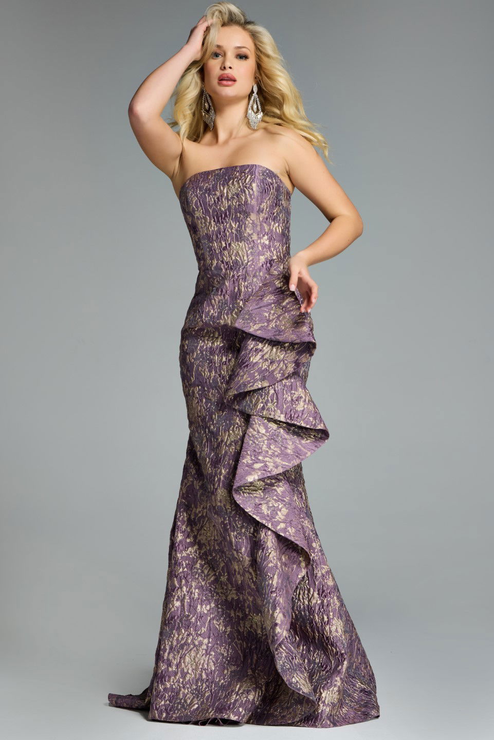 Jovani -41134 Strapless Textured Mermaid Gown