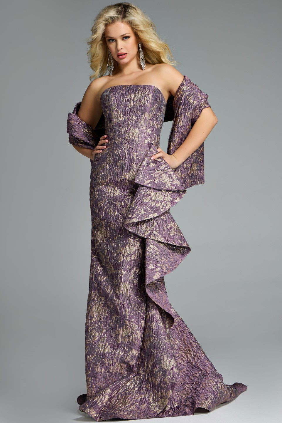 Jovani -41134 Strapless Textured Mermaid Gown