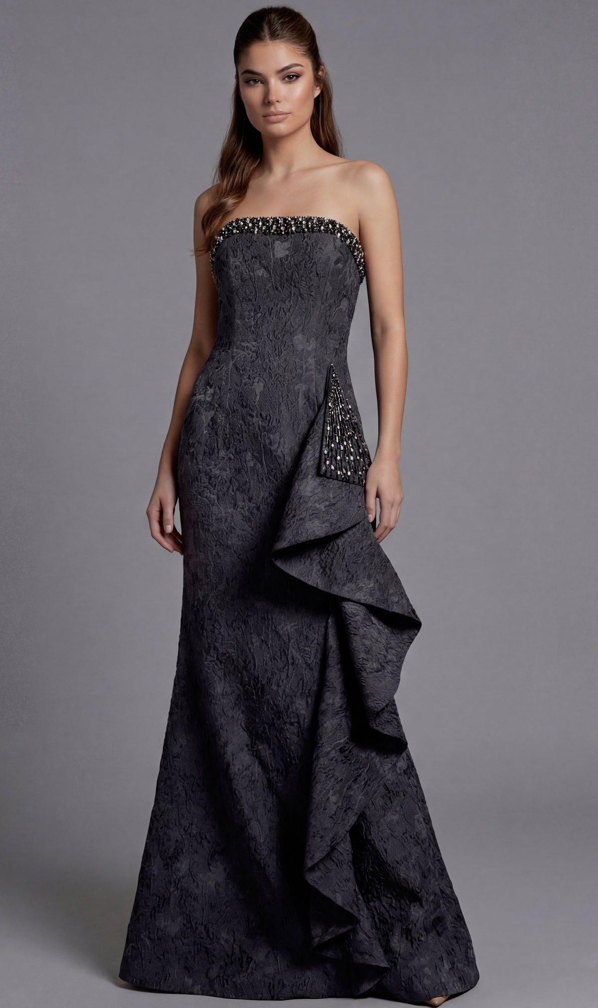 Jovani -41135B Beaded Strapless Mermaid Evening Gown