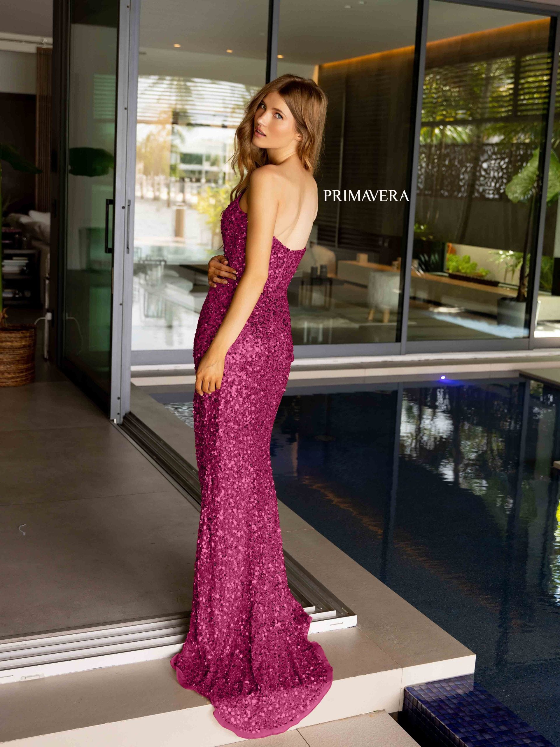 Primavera Couture -4192 -01 Strapless Sequin Sheath Prom Dress