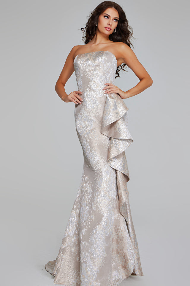 Jovani -42028B Strapless Ruffle Evening Dress