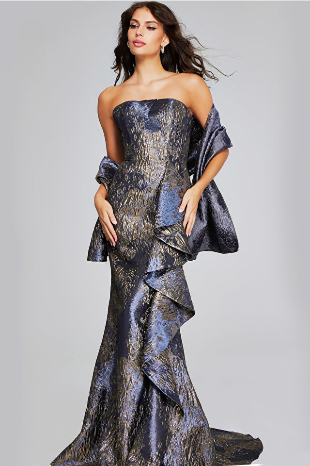 Jovani -42028B Strapless Ruffle Evening Dress