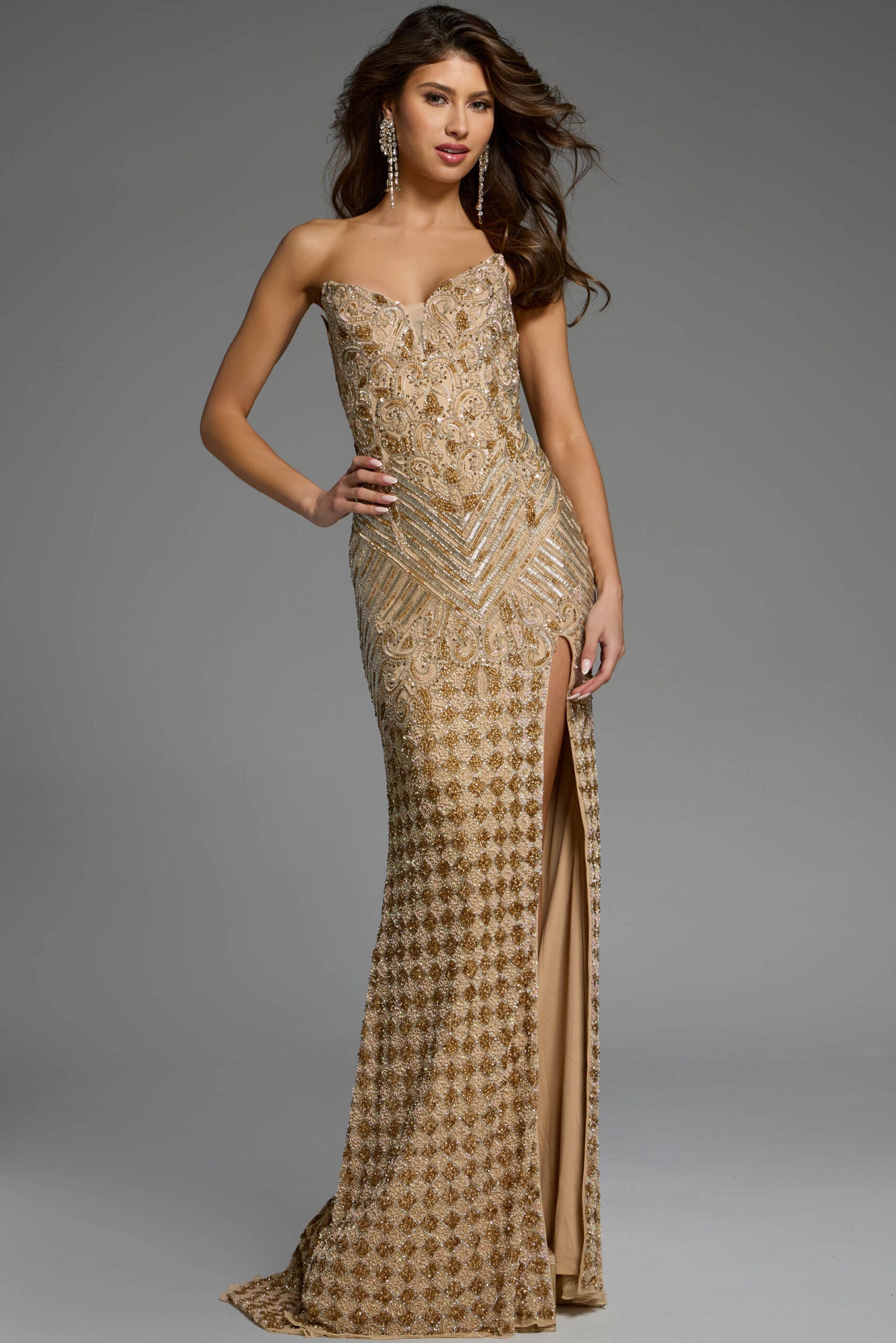 Jovani -42412 Strapless Sparkling Beaded Prom Gown