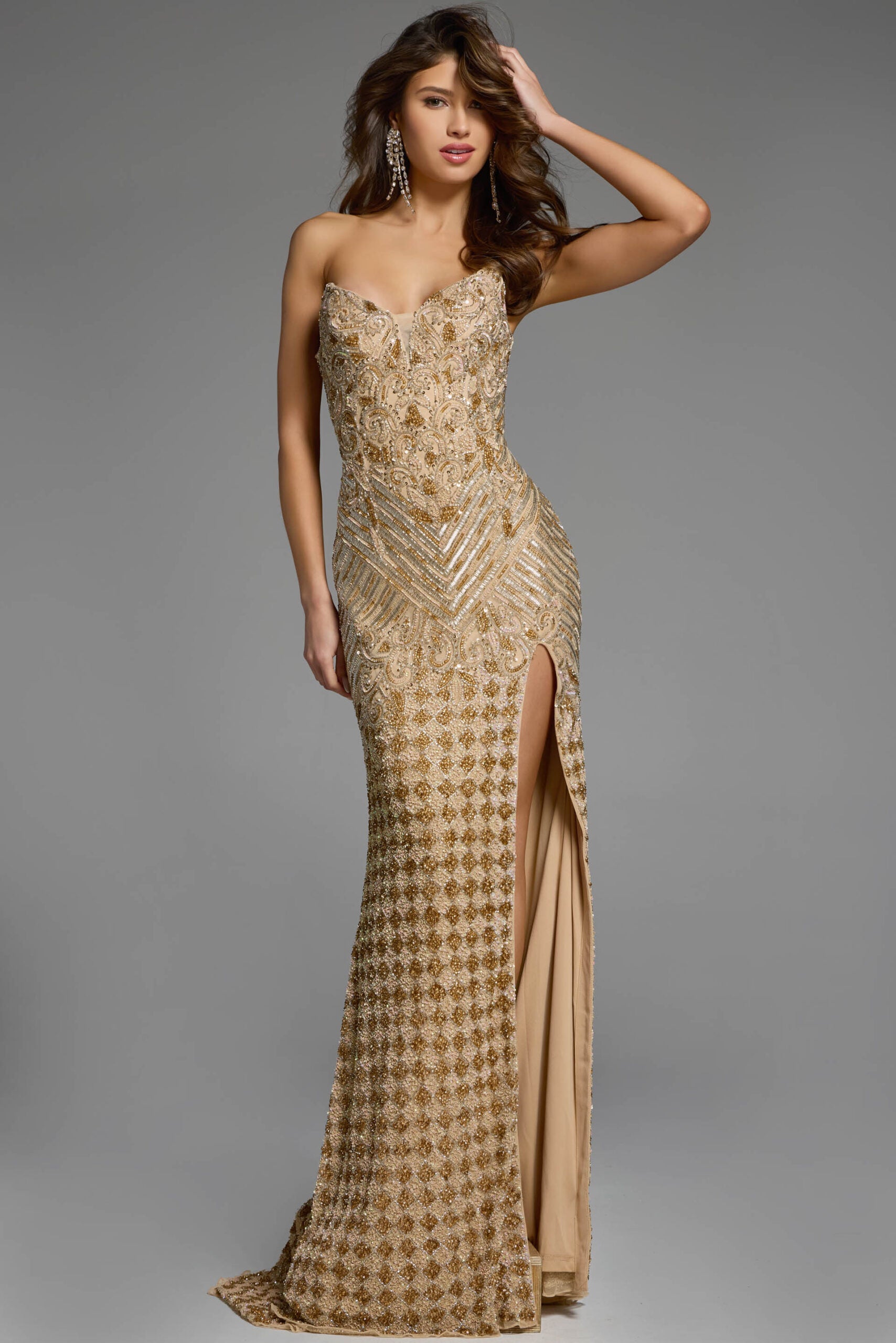 Jovani -42412 Strapless Sparkling Beaded Prom Gown