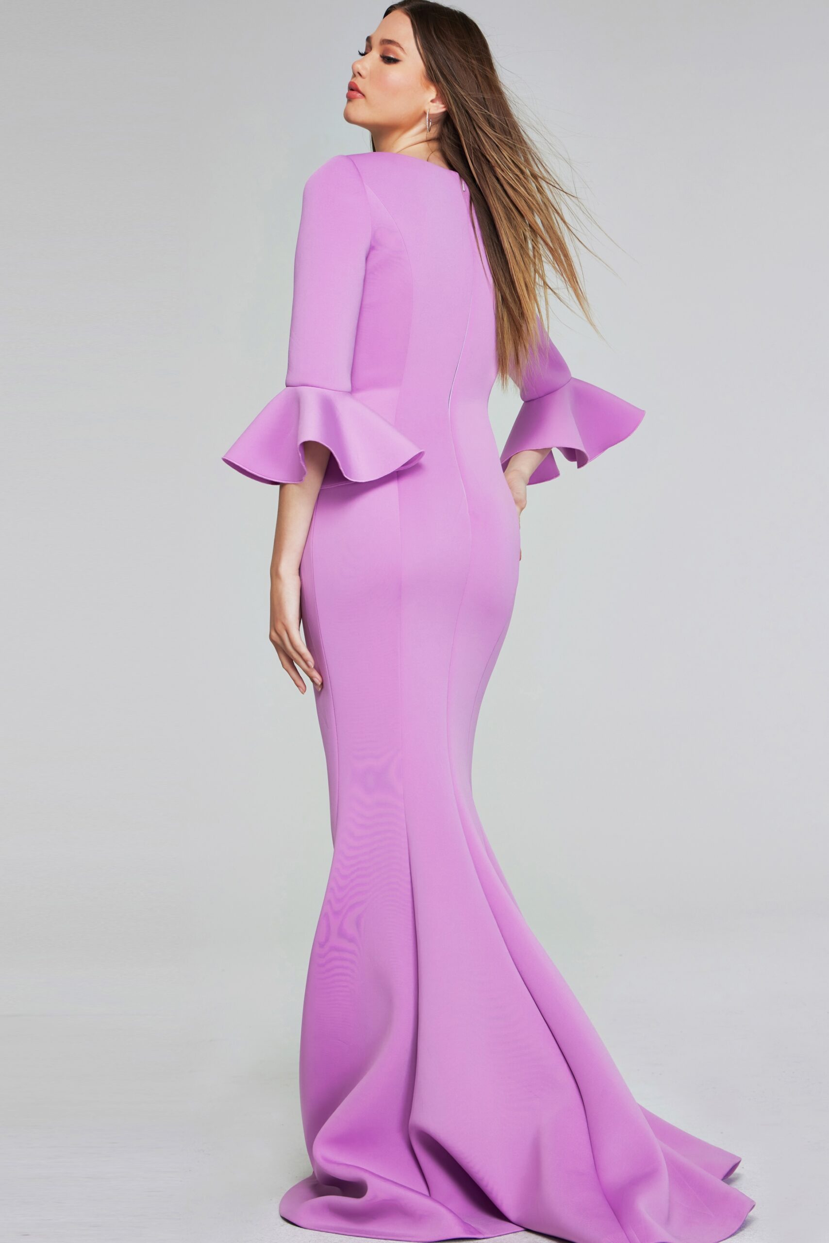 Jovani -42579B Elegant Lilac Bell Sleeve Evening  Gown