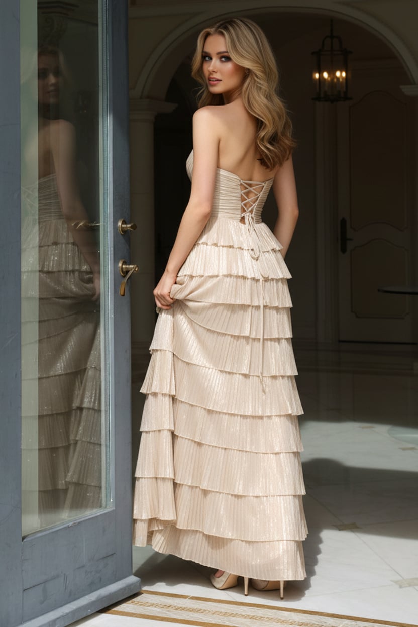 Jovani -43161B A-Line Strapless Evening Long Gown