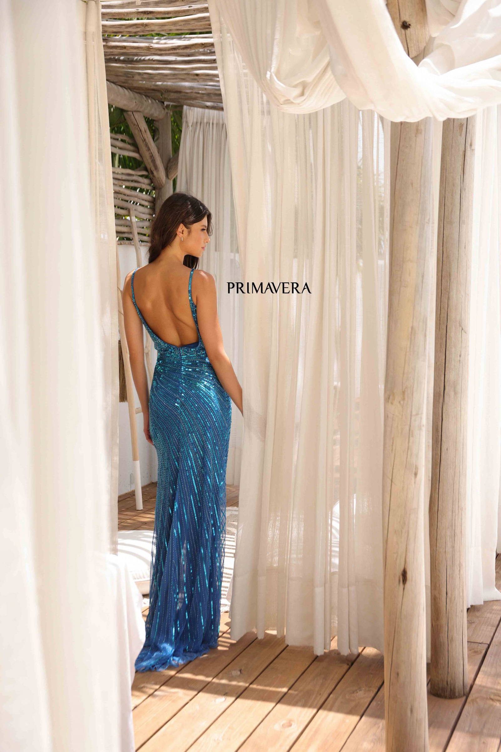 Primavera Couture -4325 Sequin V-Neck Prom Dress