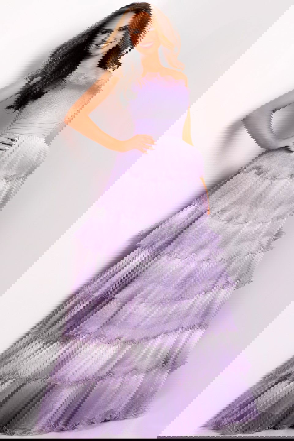 Jovani -43263 Strapless Tiered A-line ballgown