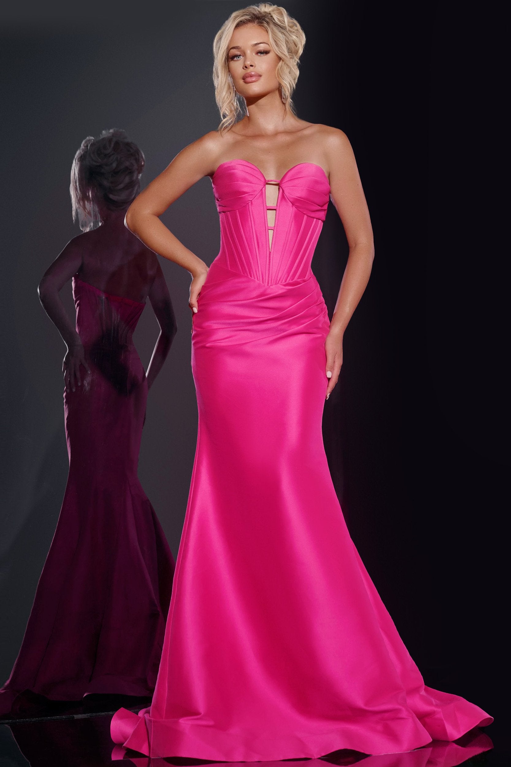 Jovani -43350 Sweetheart Corset Prom Gown with Layered Skirt 00 / Indigo