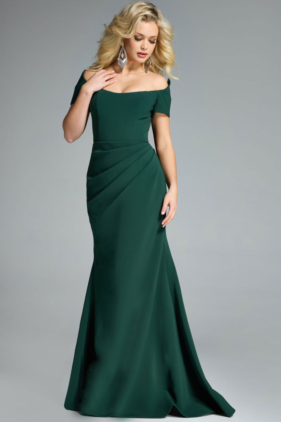 Jovani -43370 Mermaid Off-the-Shoulder Ruched Mermaid Gown