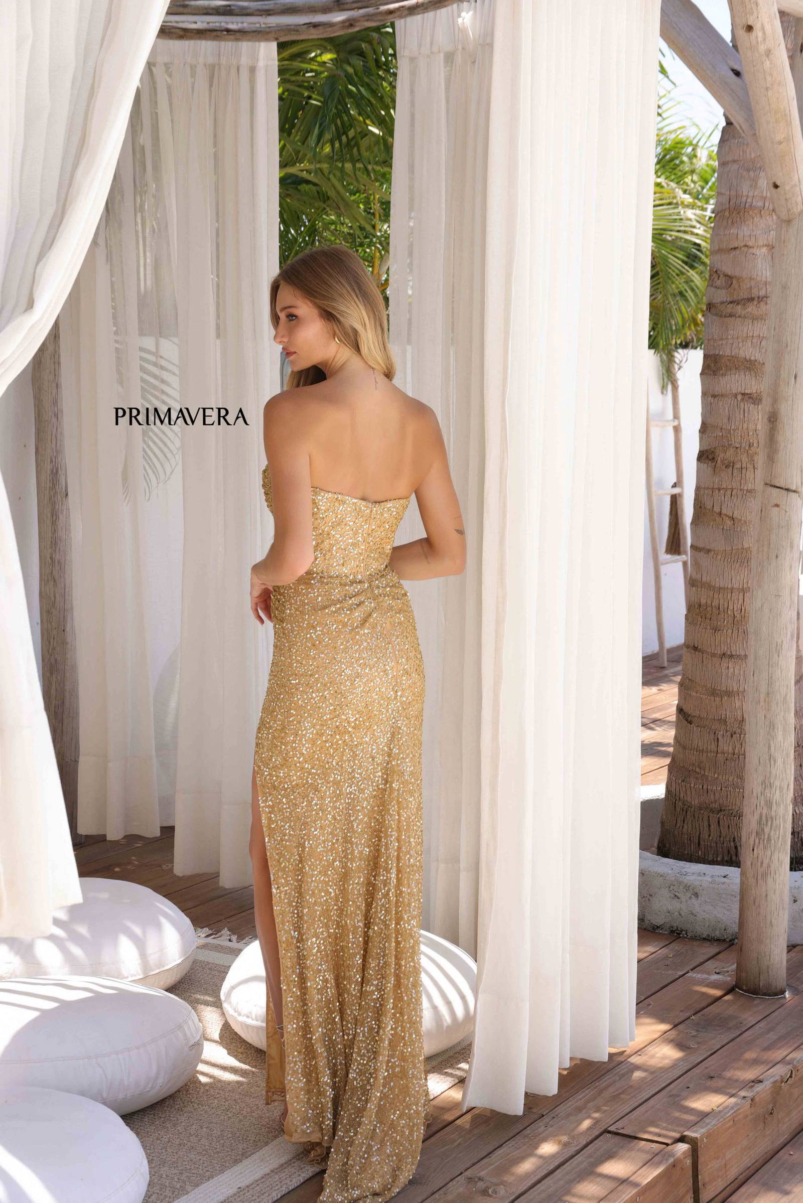 Primavera Couture -4340 Strapless Sweetheart Neck long Gown.