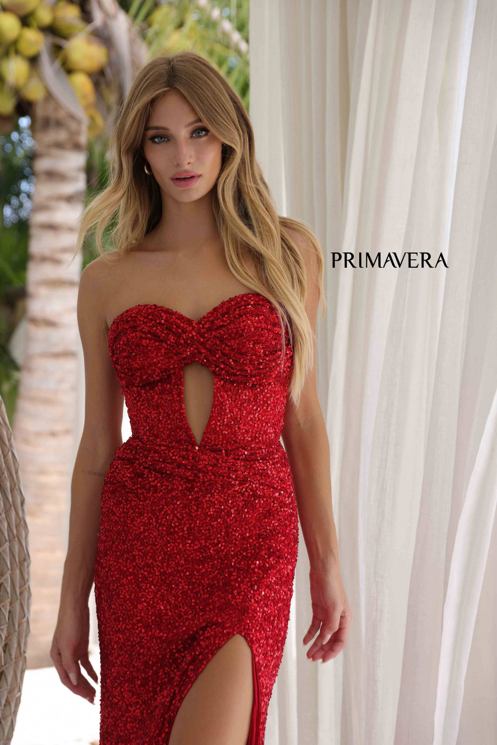 Primavera Couture -4340 Strapless Sweetheart Neck long Gown.