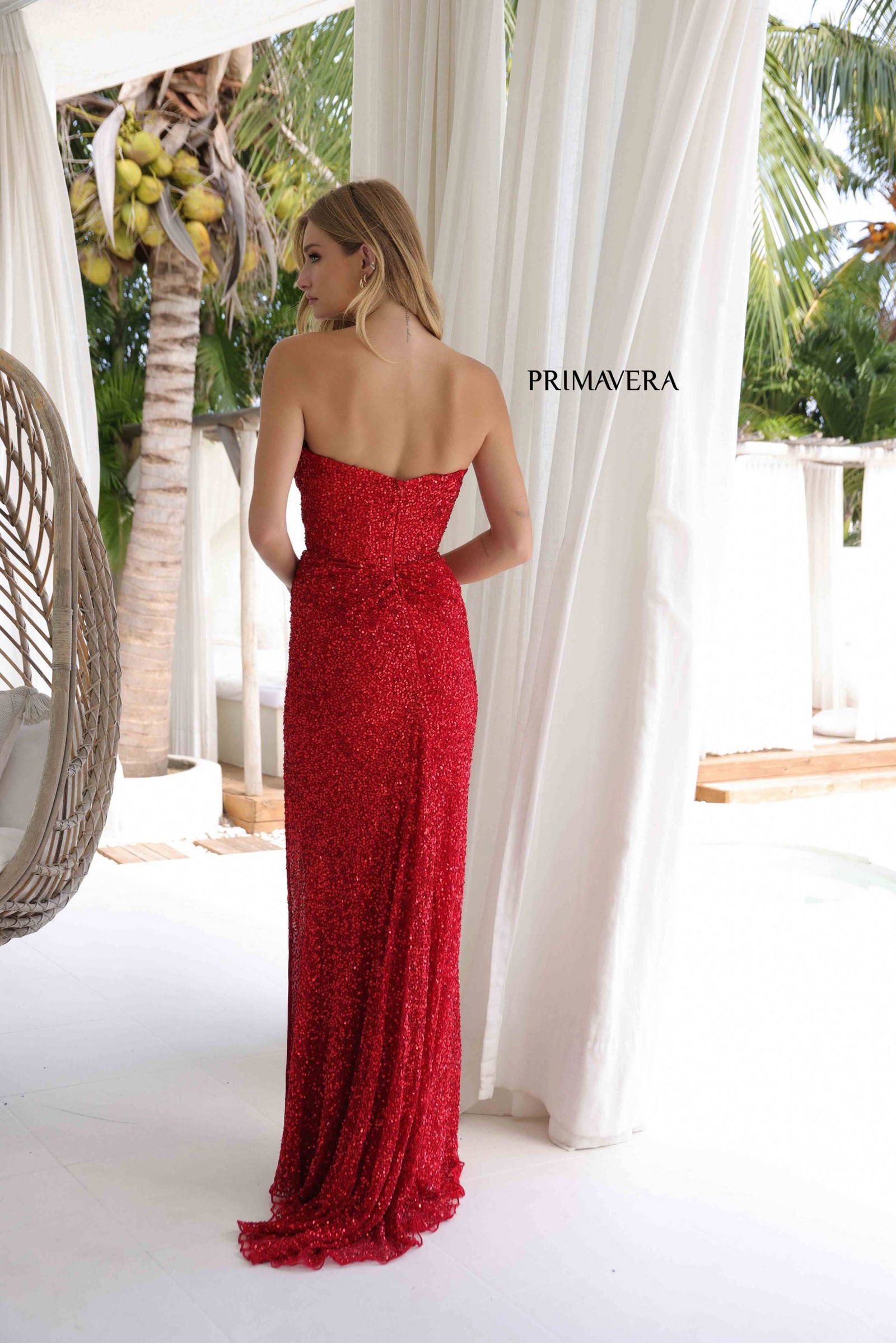 Primavera Couture -4340 Strapless Sweetheart Neck long Gown.