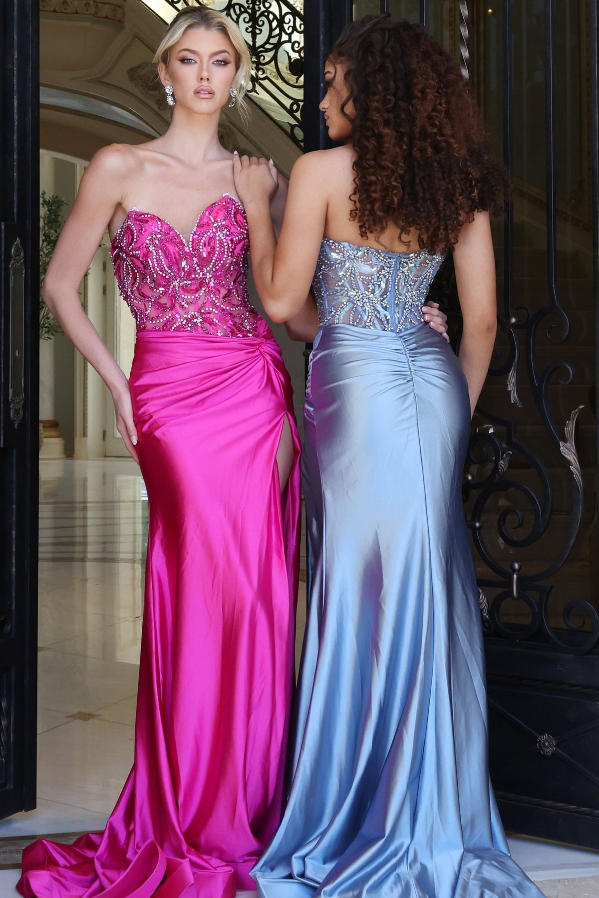 Jovani -43417B Beaded Satin Sweetheart Mermaid Gown