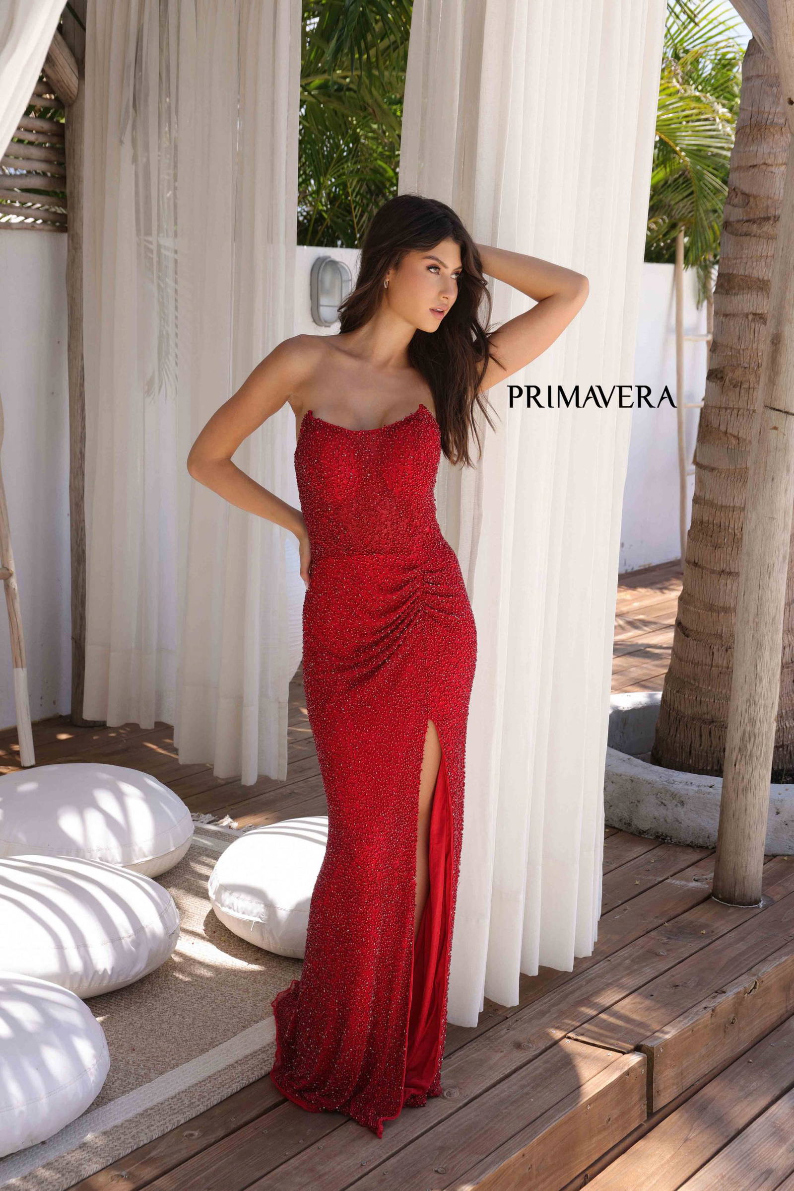 Primavera Couture -4364 Scoop Neck Corset Prom Dress