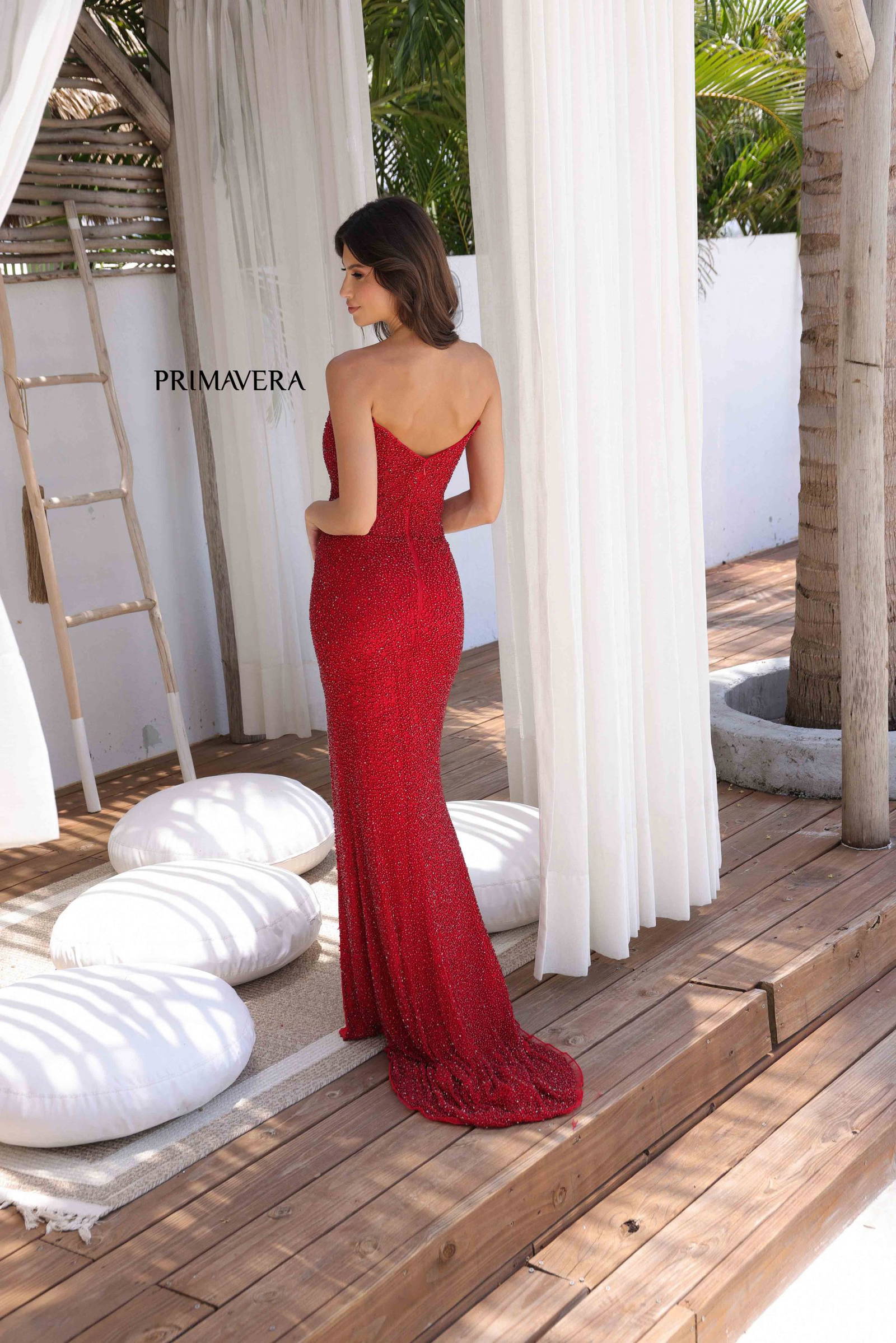 Primavera Couture -4364 Scoop Neck Corset Prom Dress