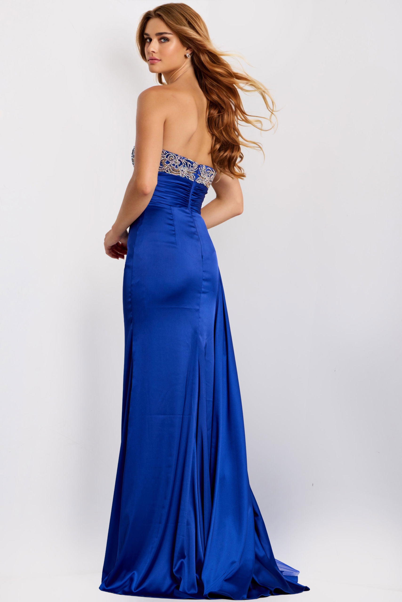 Jovani -43674 Beaded Strapless Column Dress