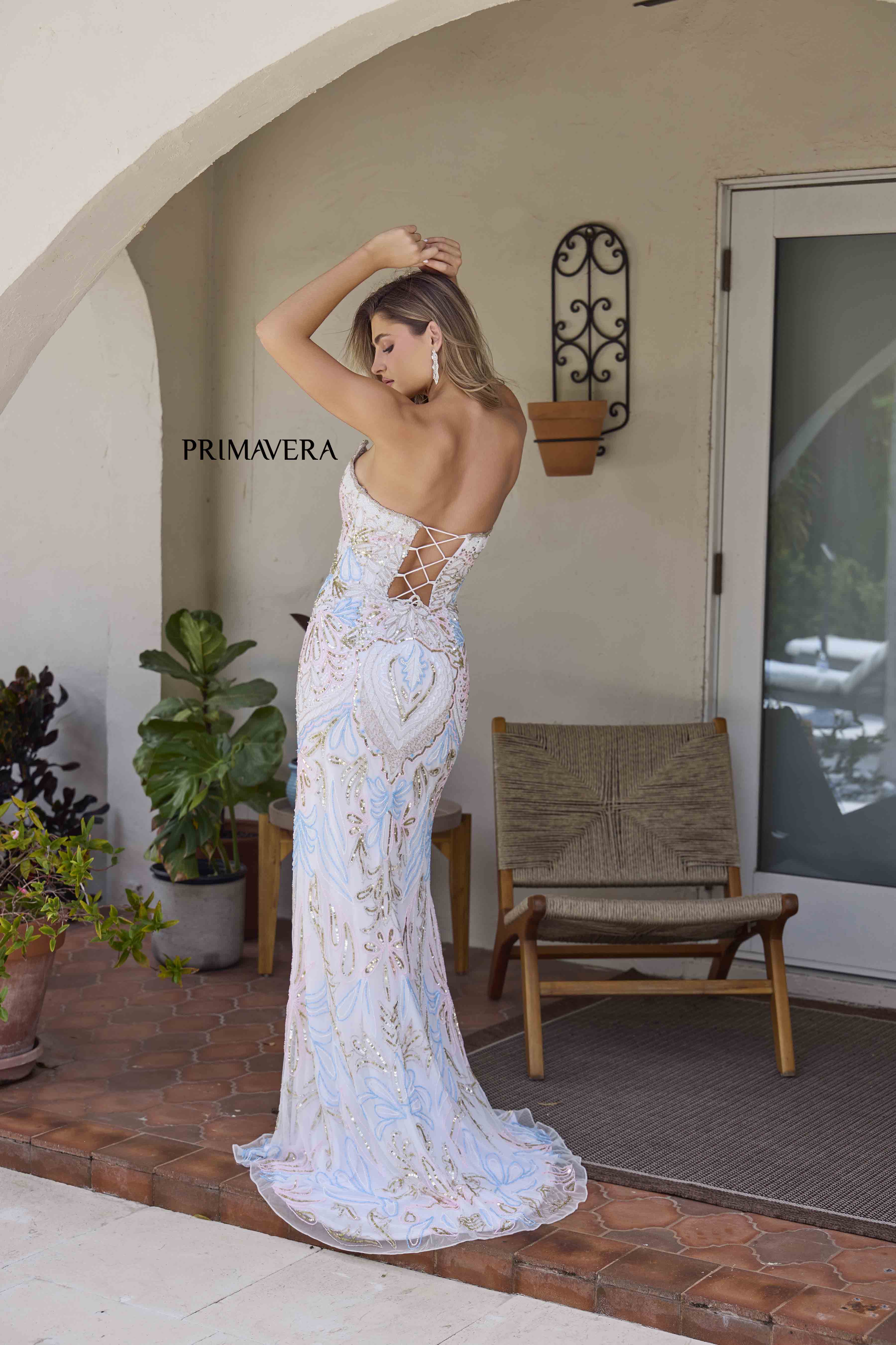 Primavera Couture -4382 Strapless Beaded Prom Dress