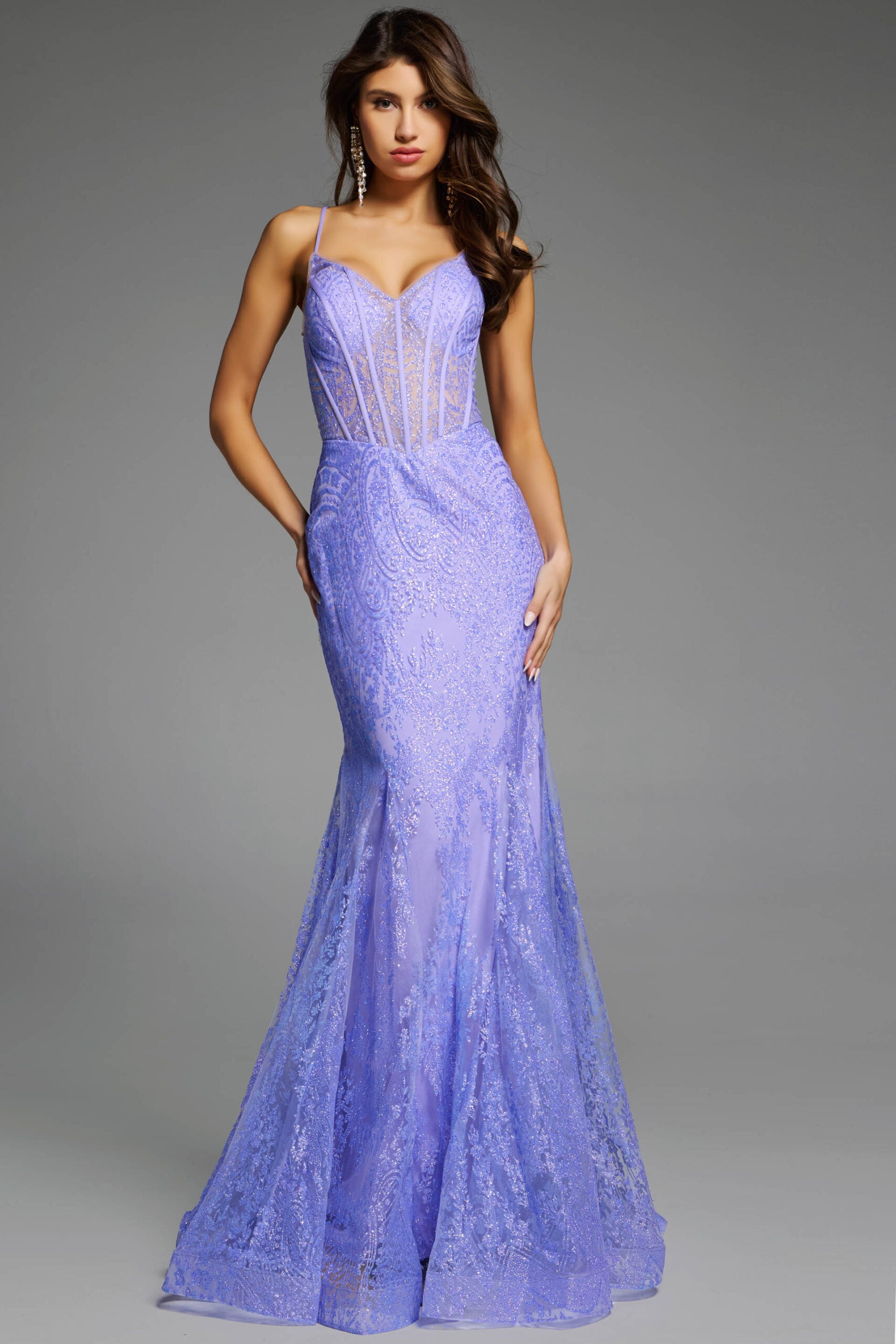 Jovani -44142 Sleeveless Mermaid Prom Gown with Sheer Beaded Bodice