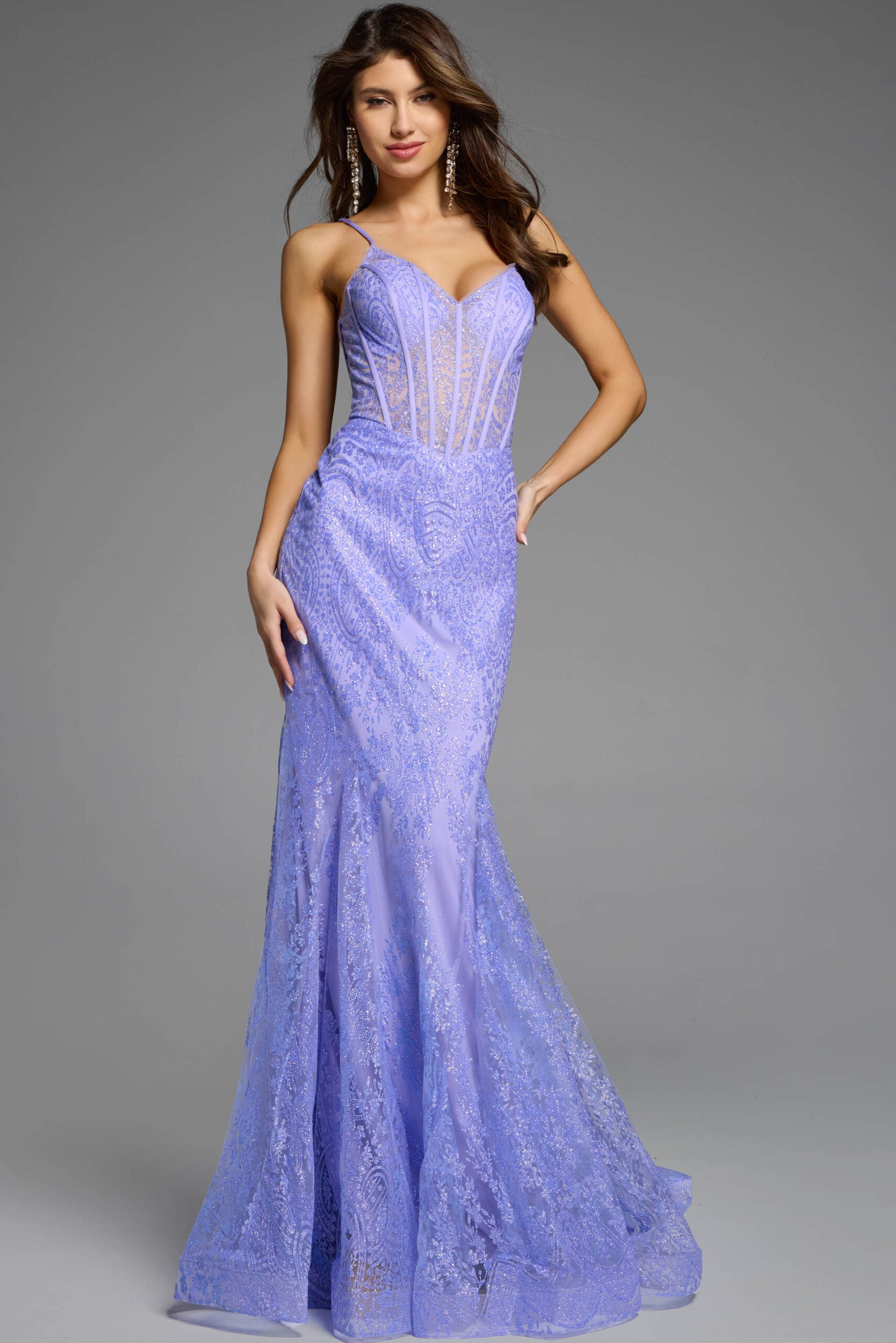 Jovani -44142 Sleeveless Mermaid Prom Gown with Sheer Beaded Bodice