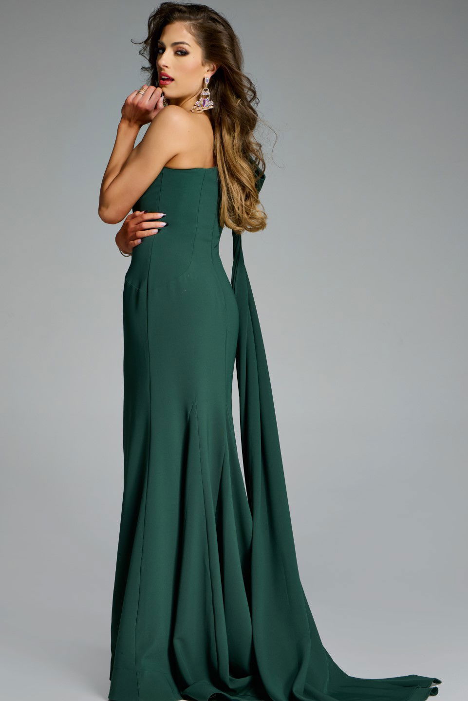 Jovani -44177 One Shoulder Gown with Oversized Bow