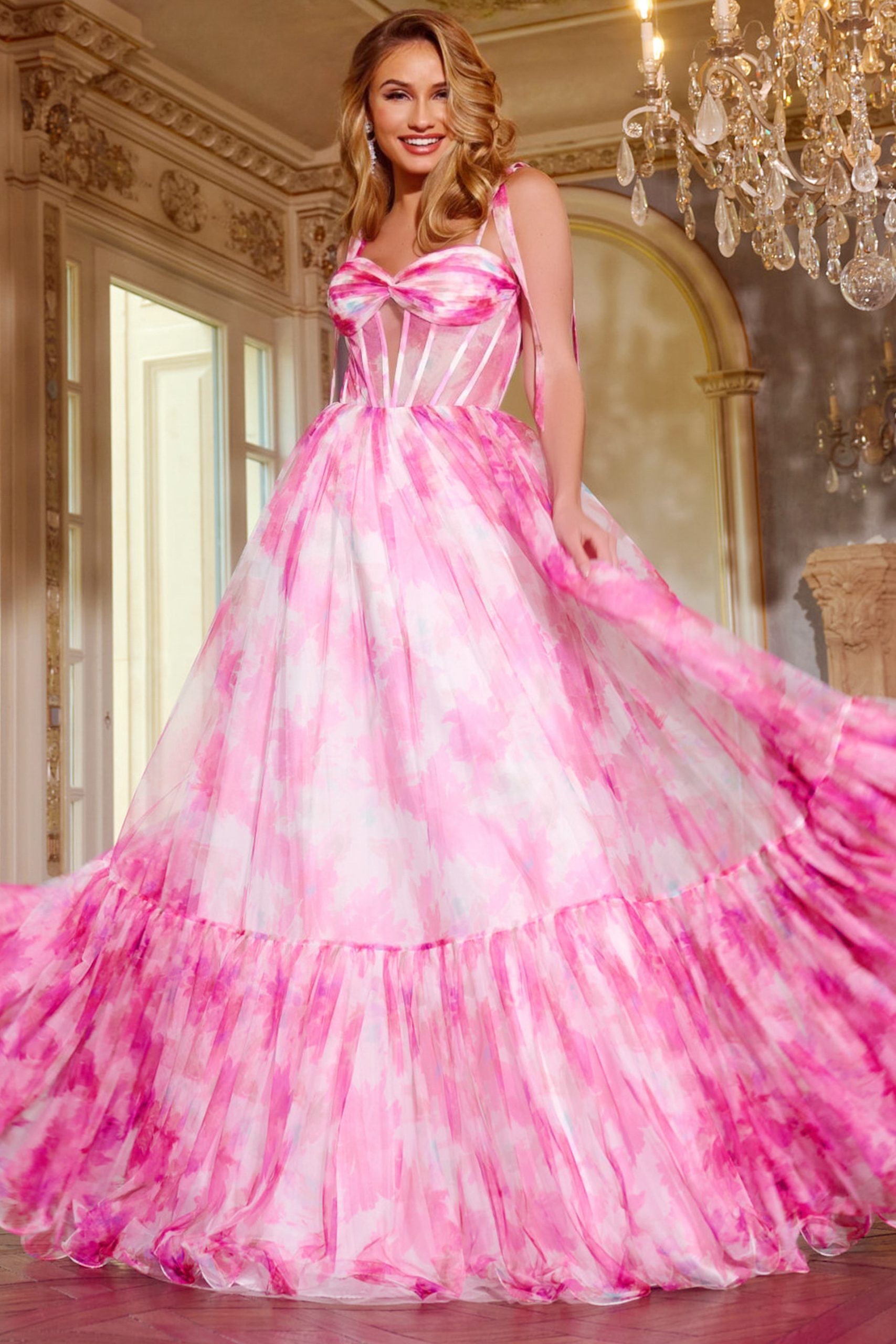 Jovani -44181B A Line Embellished Floor Length Prom Ball Gown