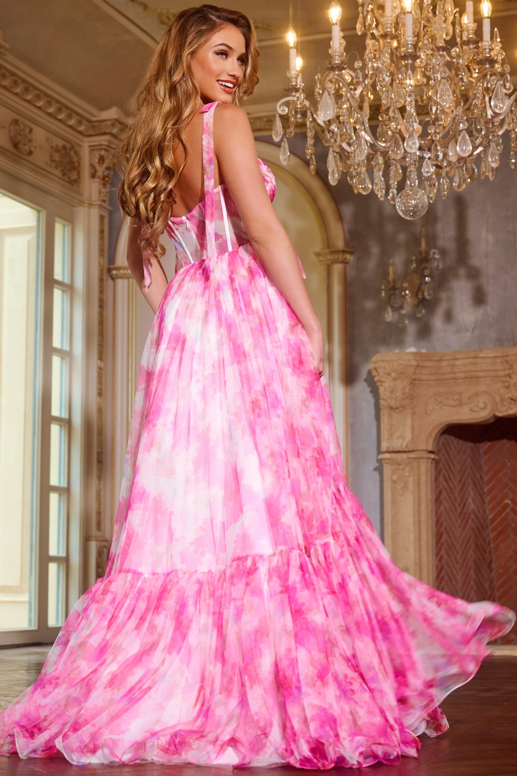 Jovani -44181B A Line Embellished Floor Length Prom Ball Gown