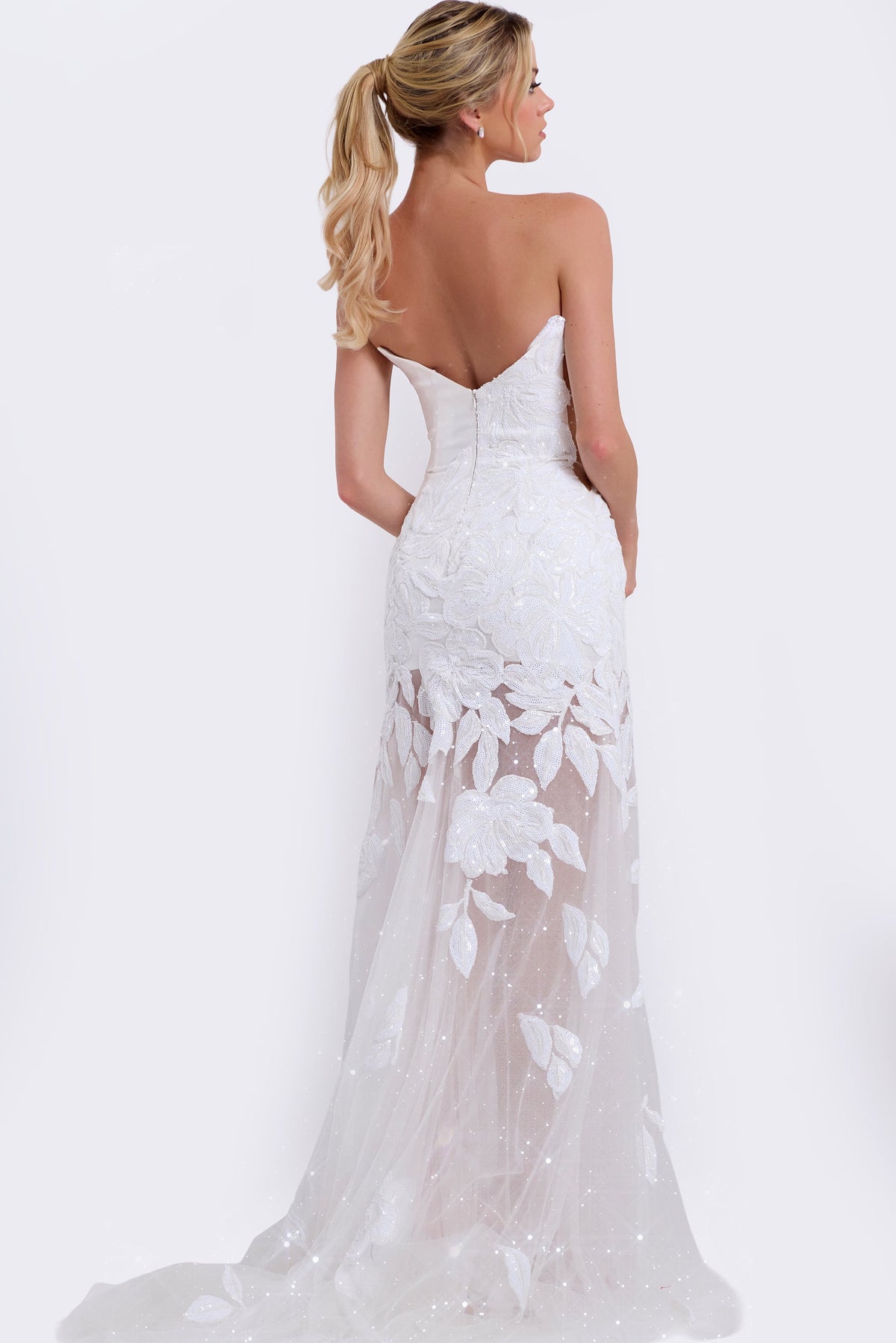 Jovani -44437B Floral Embroidered Sweetheart Sheath Gown