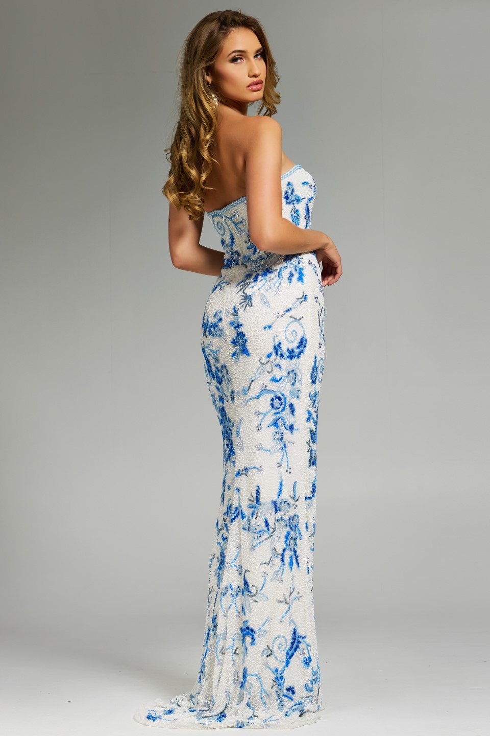 Jovani -45066 Strapless Floral Embellished Gown