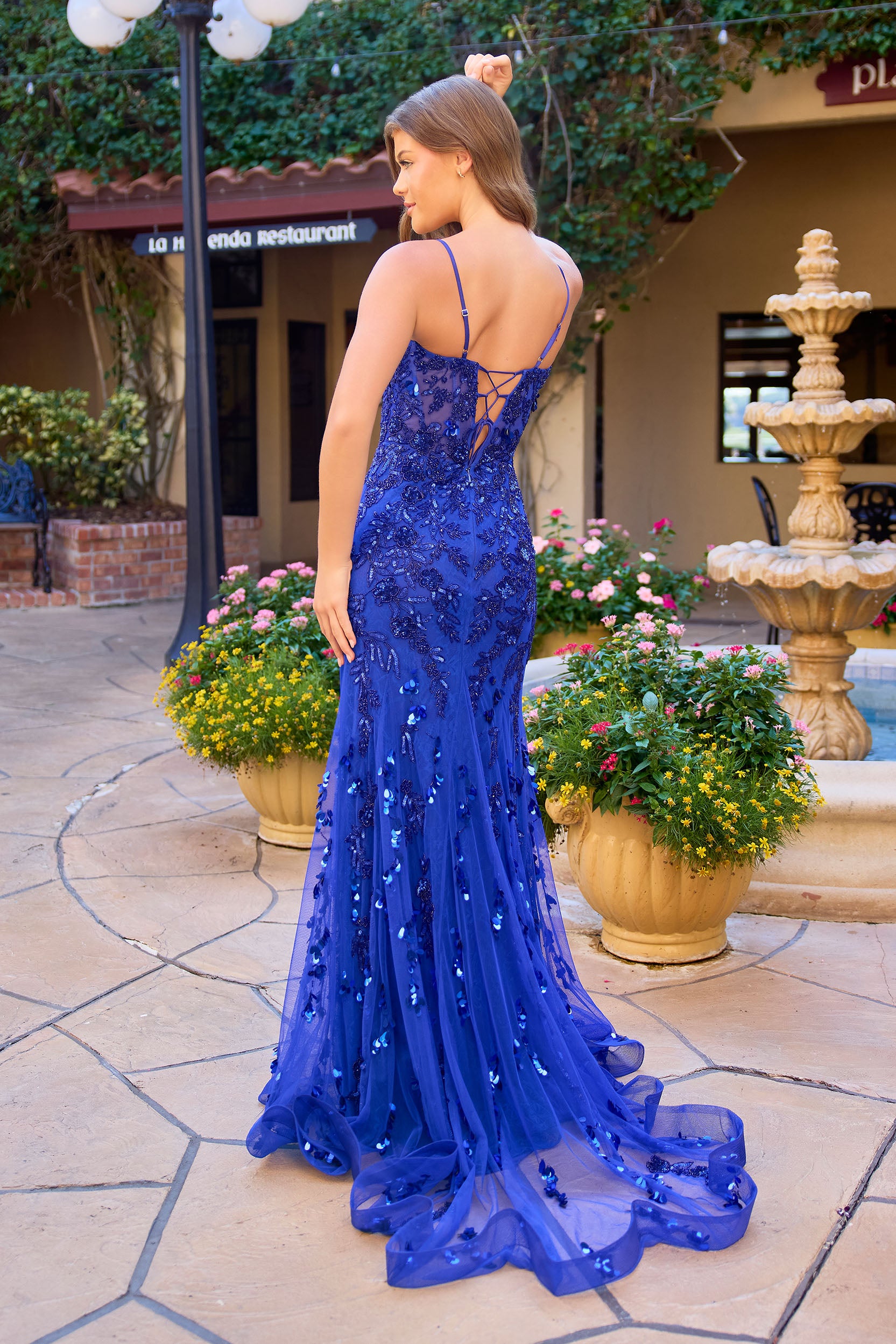 Primavera Couture -4532 A line gown with sequins and beaded work