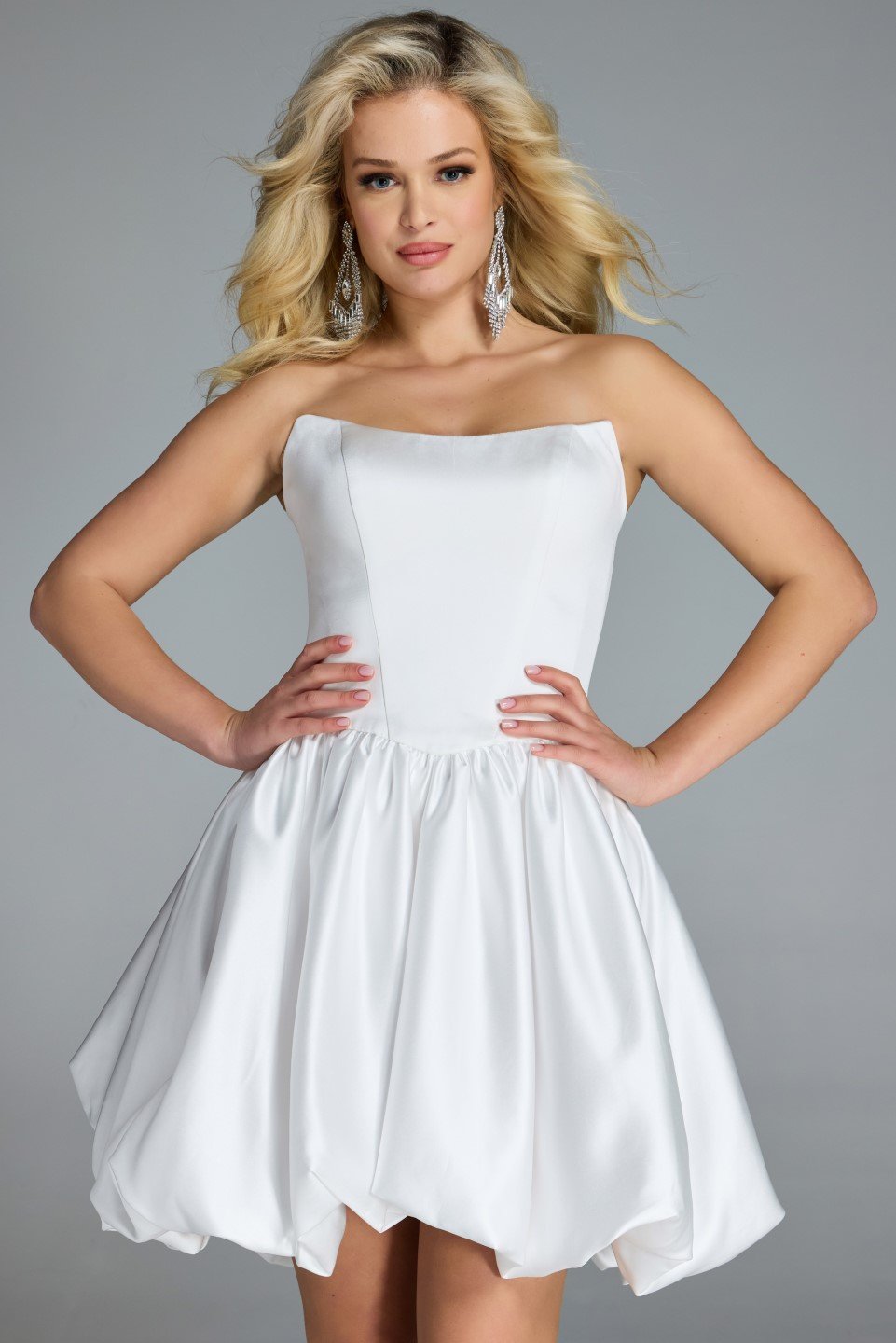 Jovani -45497 Strapless Bubble Skirt Cocktail Dress
