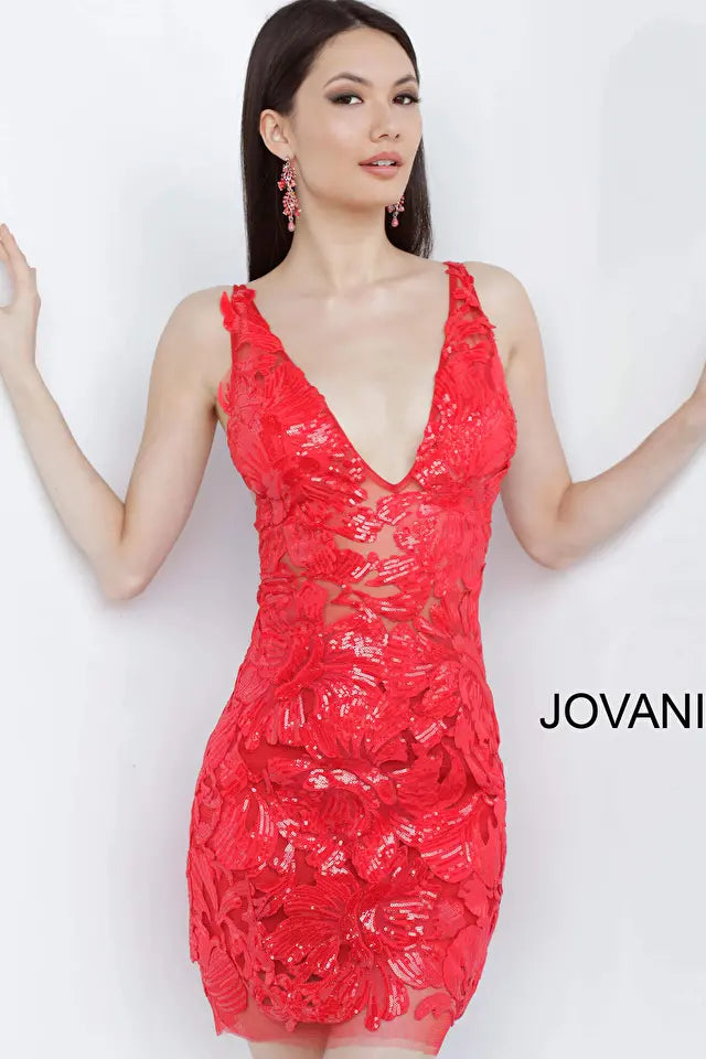 Jovani -4552 Embellished Fitted Short Cocktail Dress