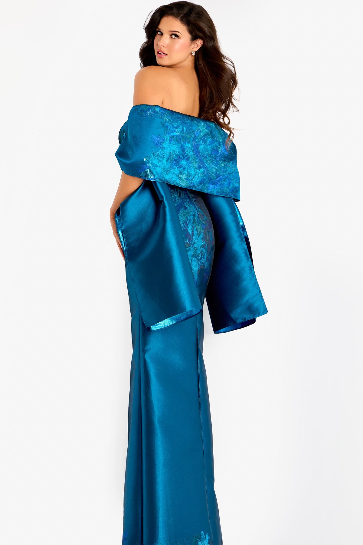 Jovani -45577 Floral Embroidery Strapless Column Gown