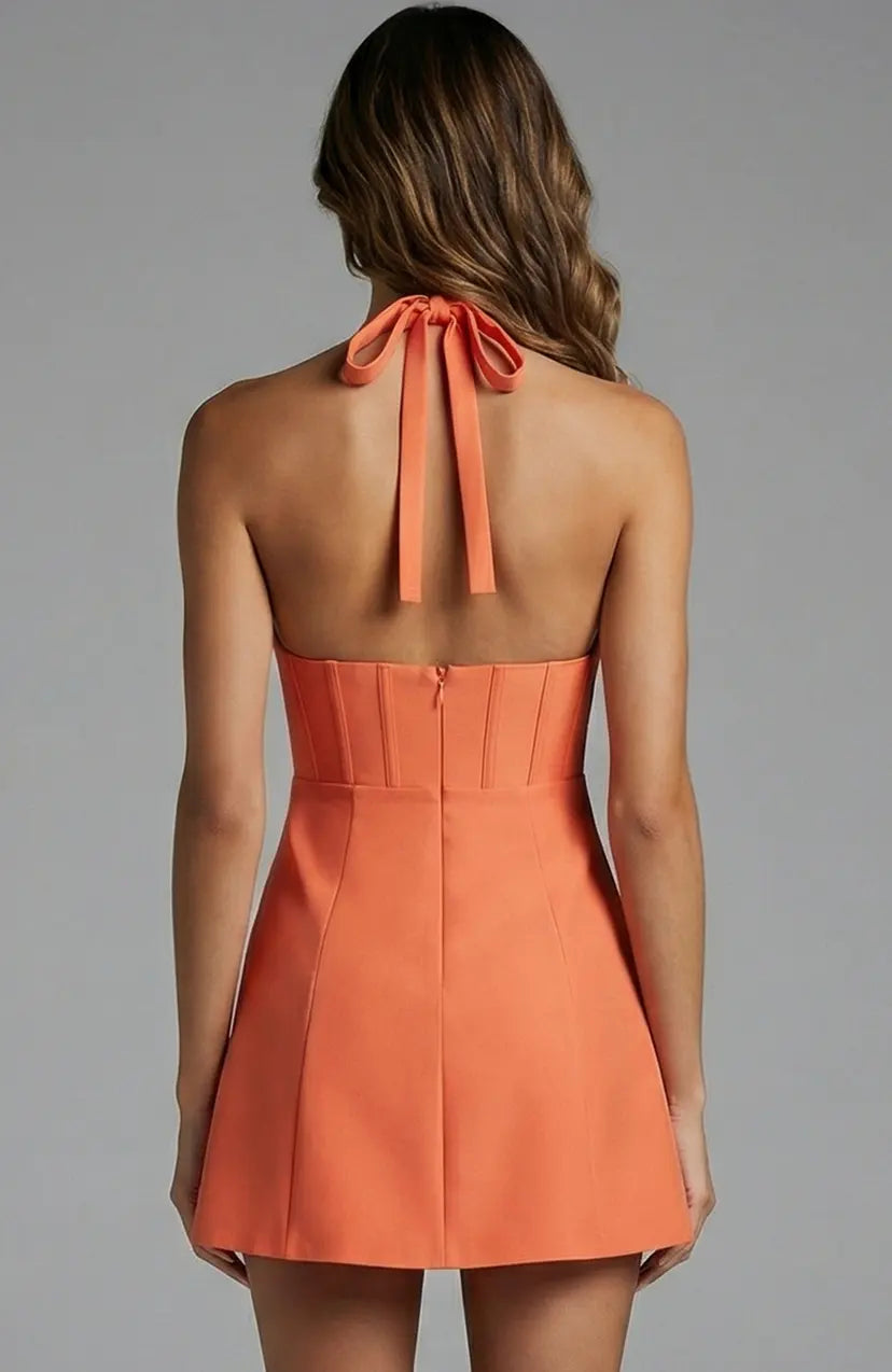 Jovani -45957B Short Halter Corset Sheath Dress