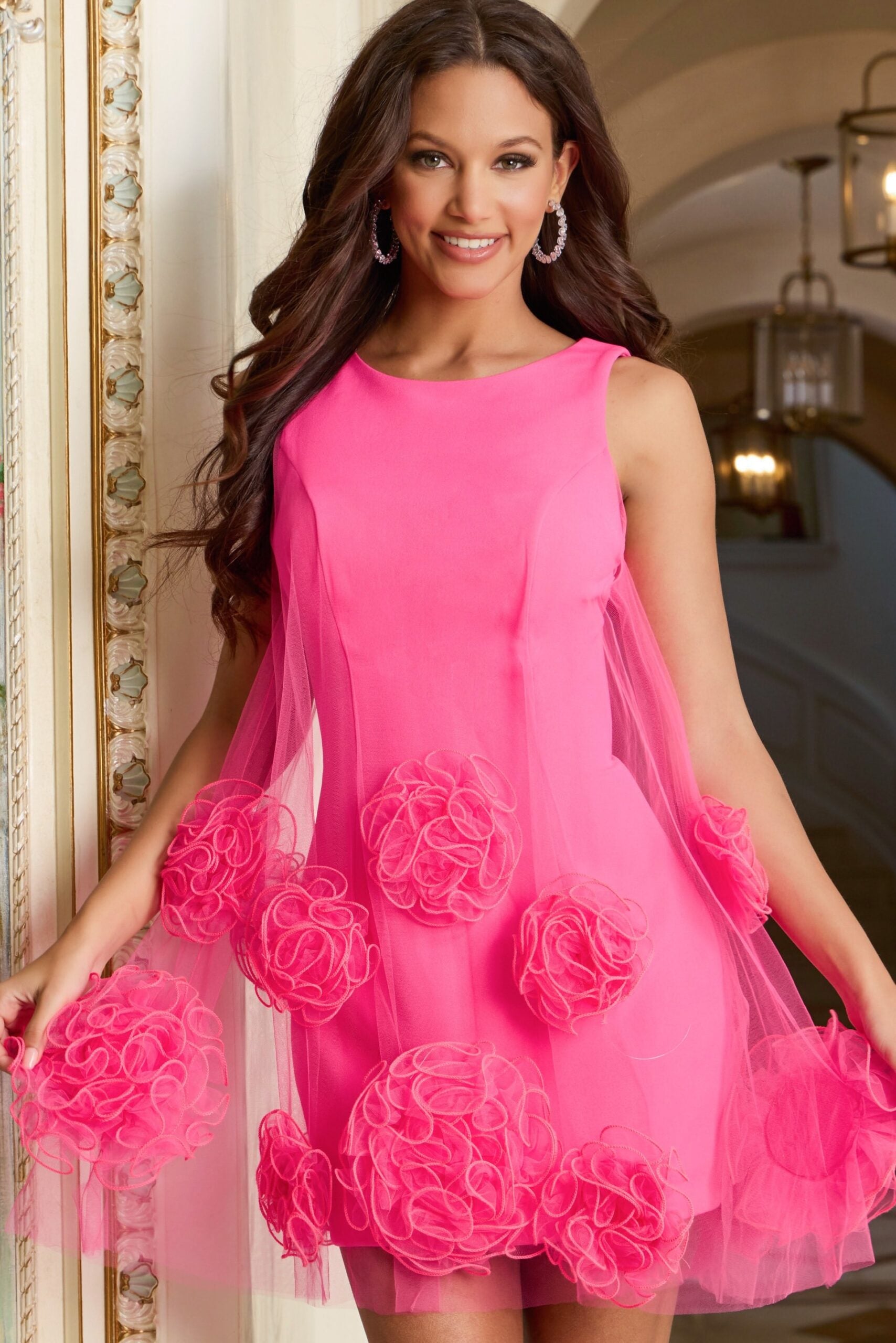 Jovani -46135 Tulle Embellishments A-Line Short Dress