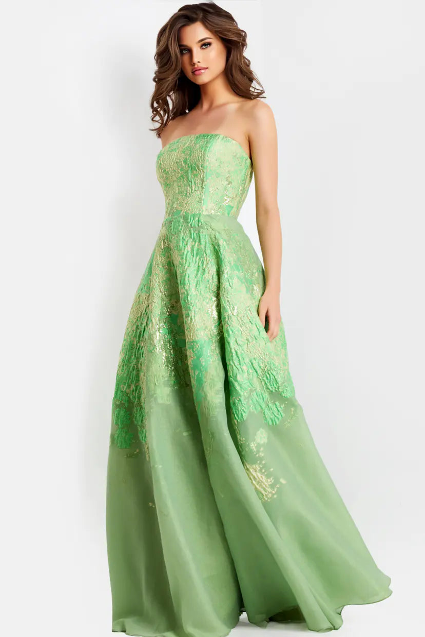 Jovani -46260 Strapless Metallic A-Line Gown