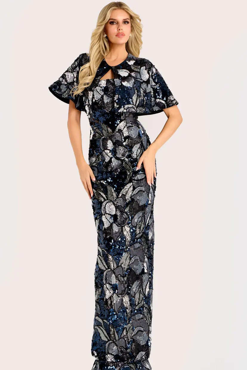 Jovani -46431 Strapless Sequin Floral Column Gown