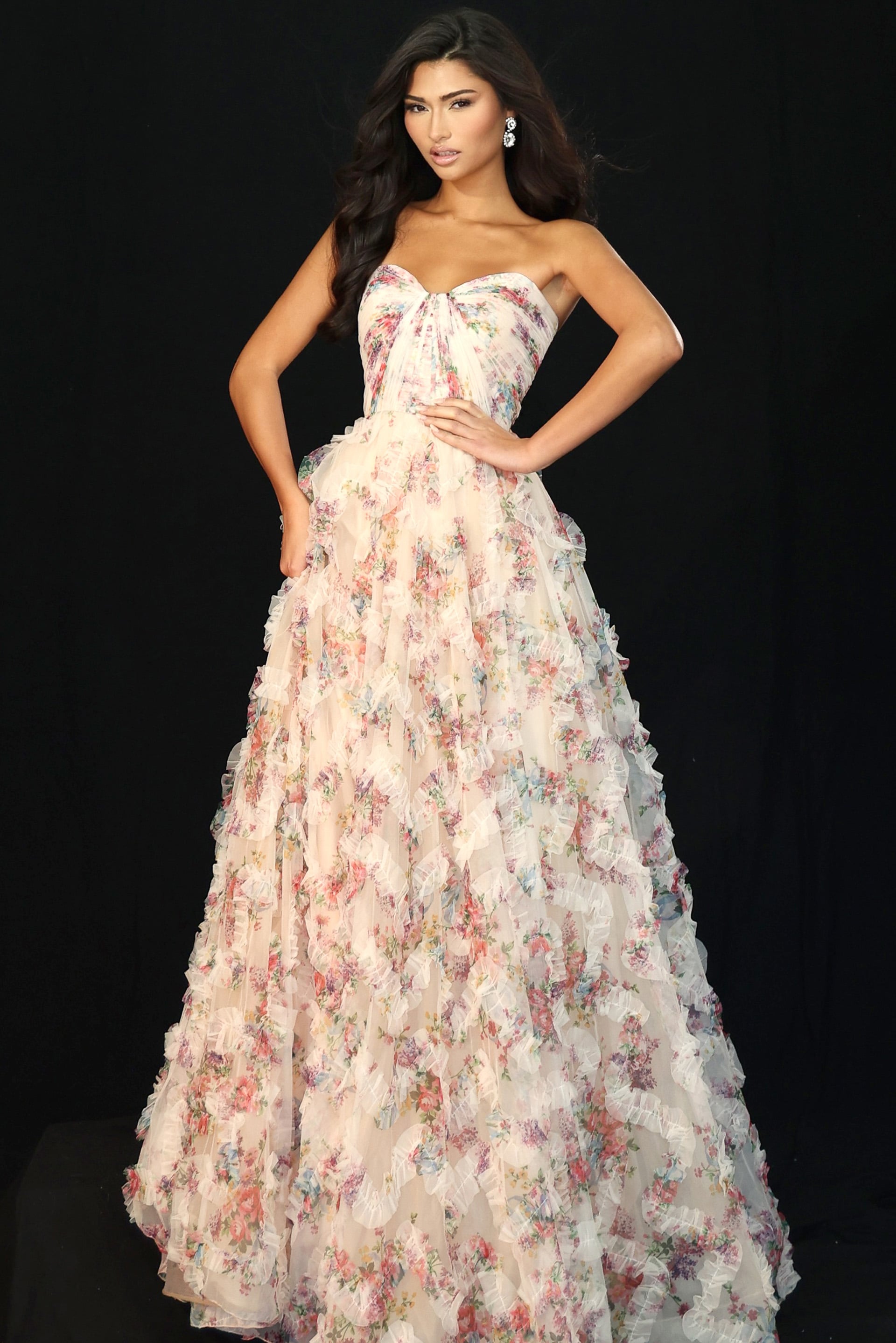 Jovani -46783 Sweetheart Layered Ruffle Ballgown Dress