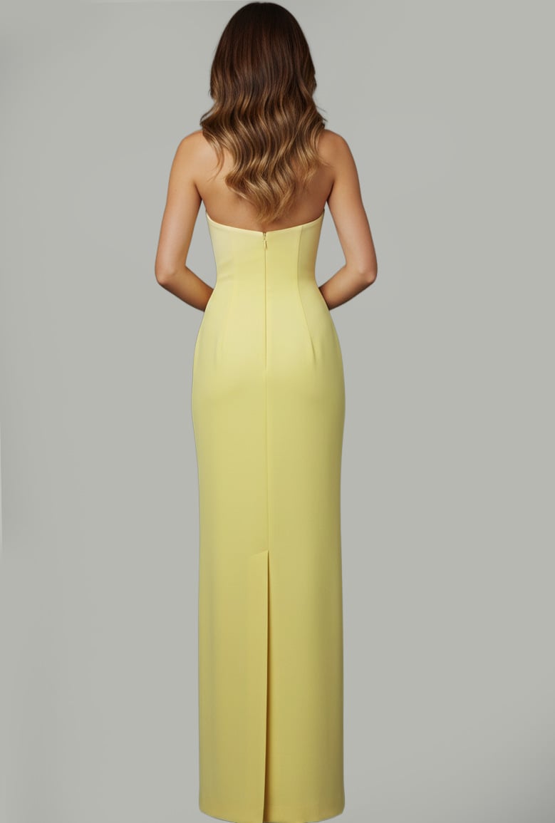 Jovani -46884 Long Floral Applique Column Dress