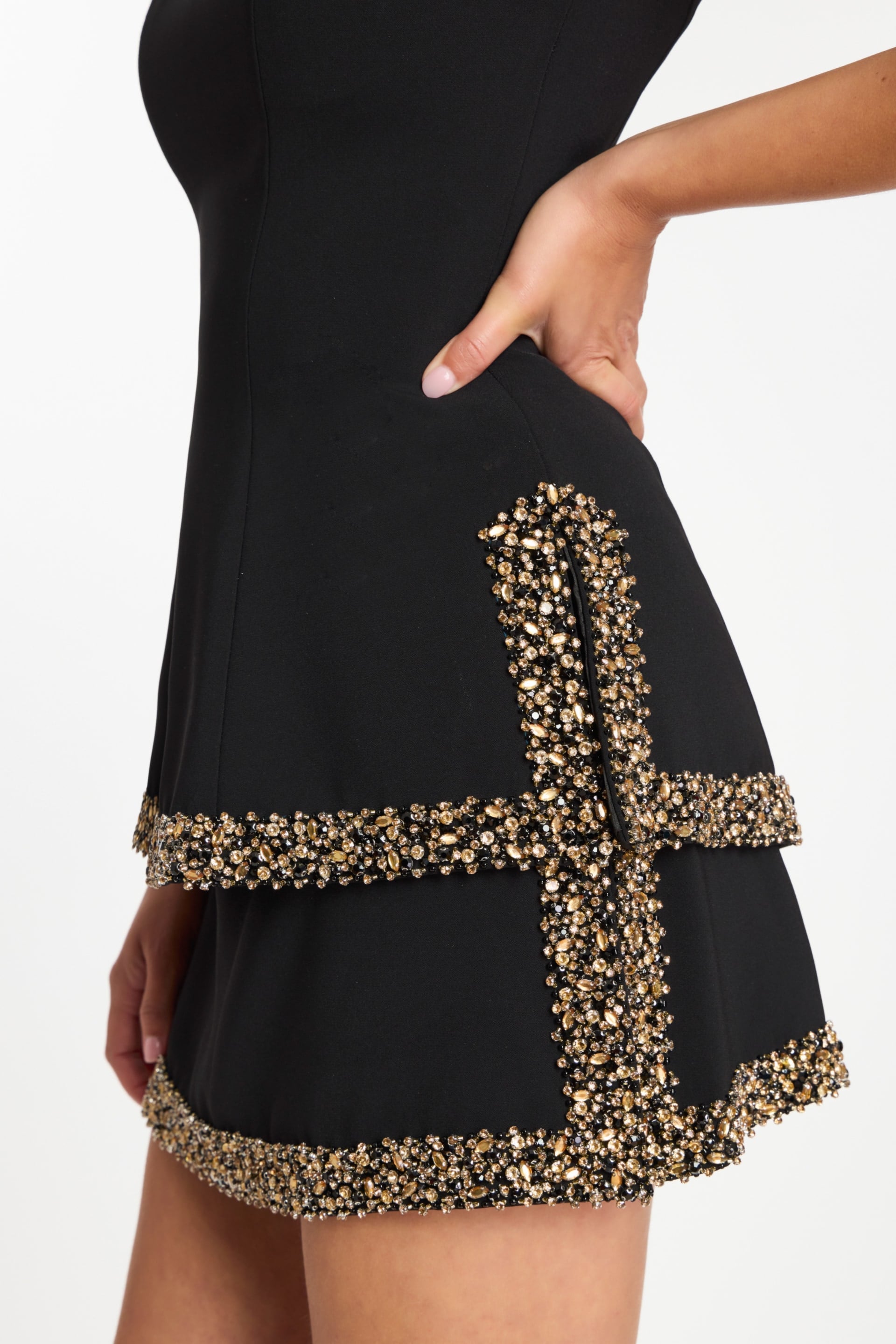 Jovani -46992 Beaded High Neck Sheath Short Dress