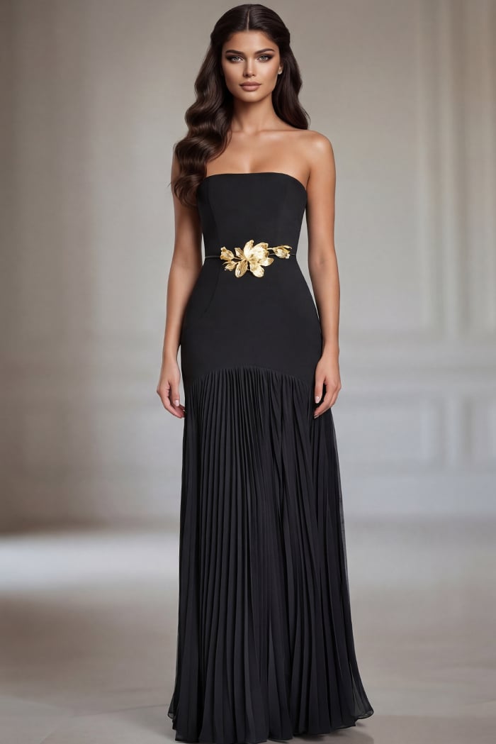 Jovani -47000 Satin Strapless A-line Chiffon Gown