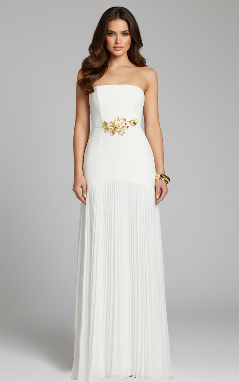Jovani -47000 Satin Strapless A-line Chiffon Gown
