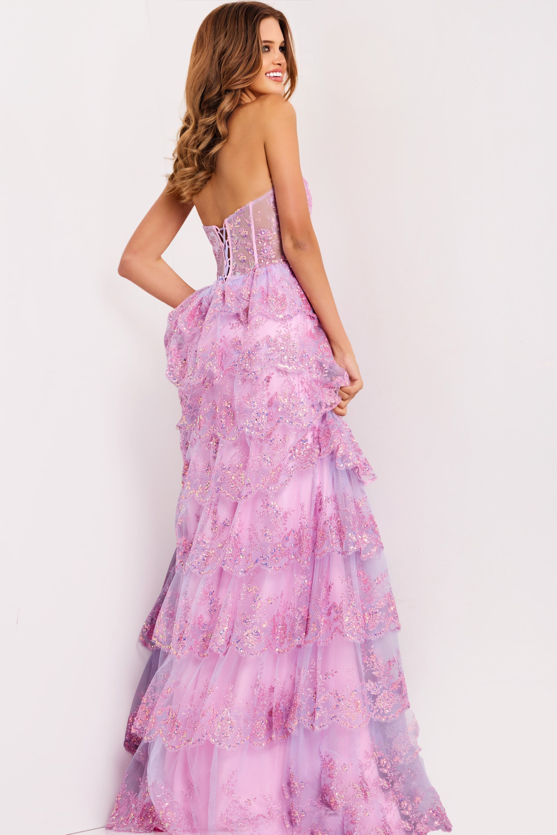 Jovani -47294 Long Strapless Glitter A-line Gown