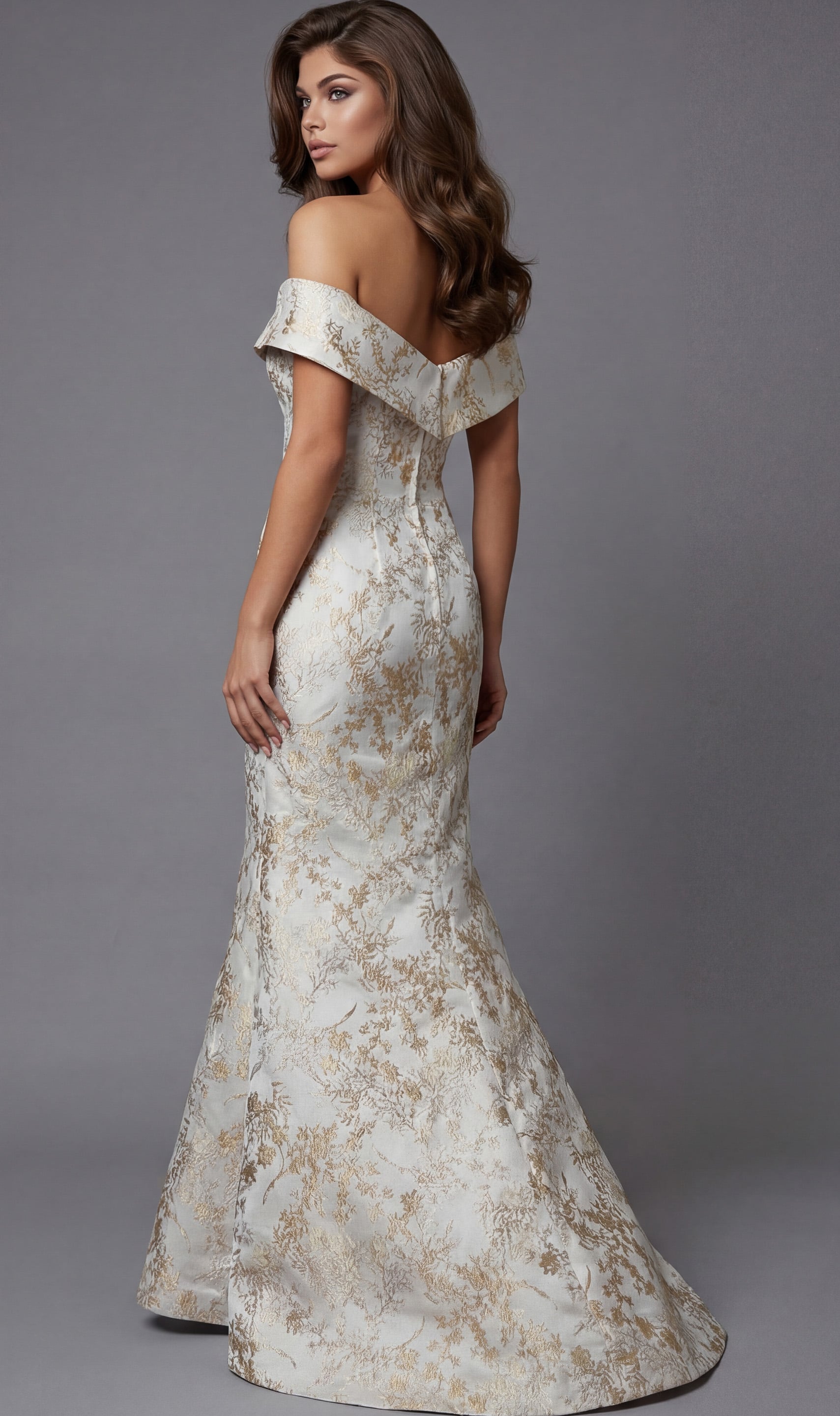 Jovani -47392 Off Shoulder Draped Mermaid Long Gown
