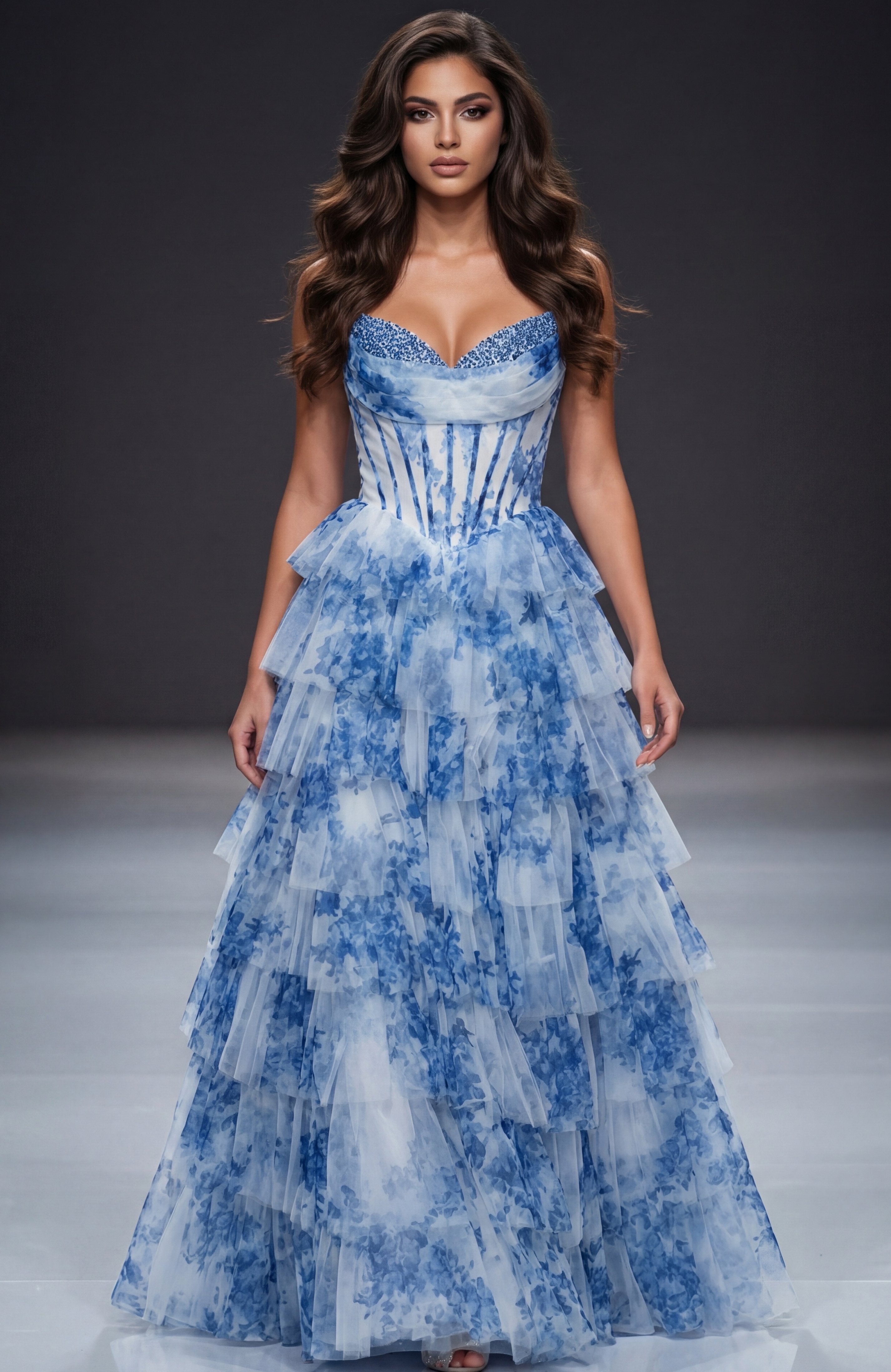 Jovani -47440B Beaded Sweetheart Tulle Ballgown