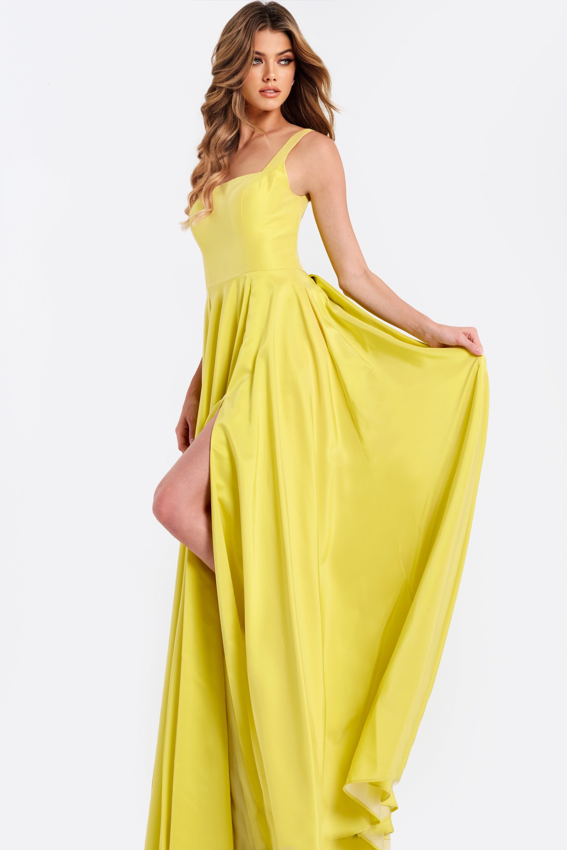 Jovani -47496 Scoop Satin A-Line Prom Gown