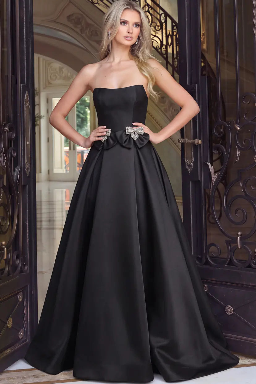 Jovani -47594 Strapless Satin Scoop Evening Ballgown