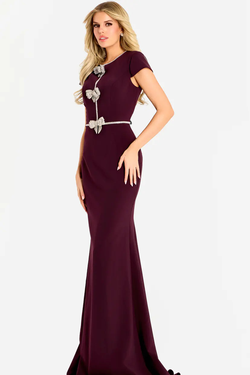 Jovani -47619 Rhinestone High Scoop Neck Sheath Evening Gown