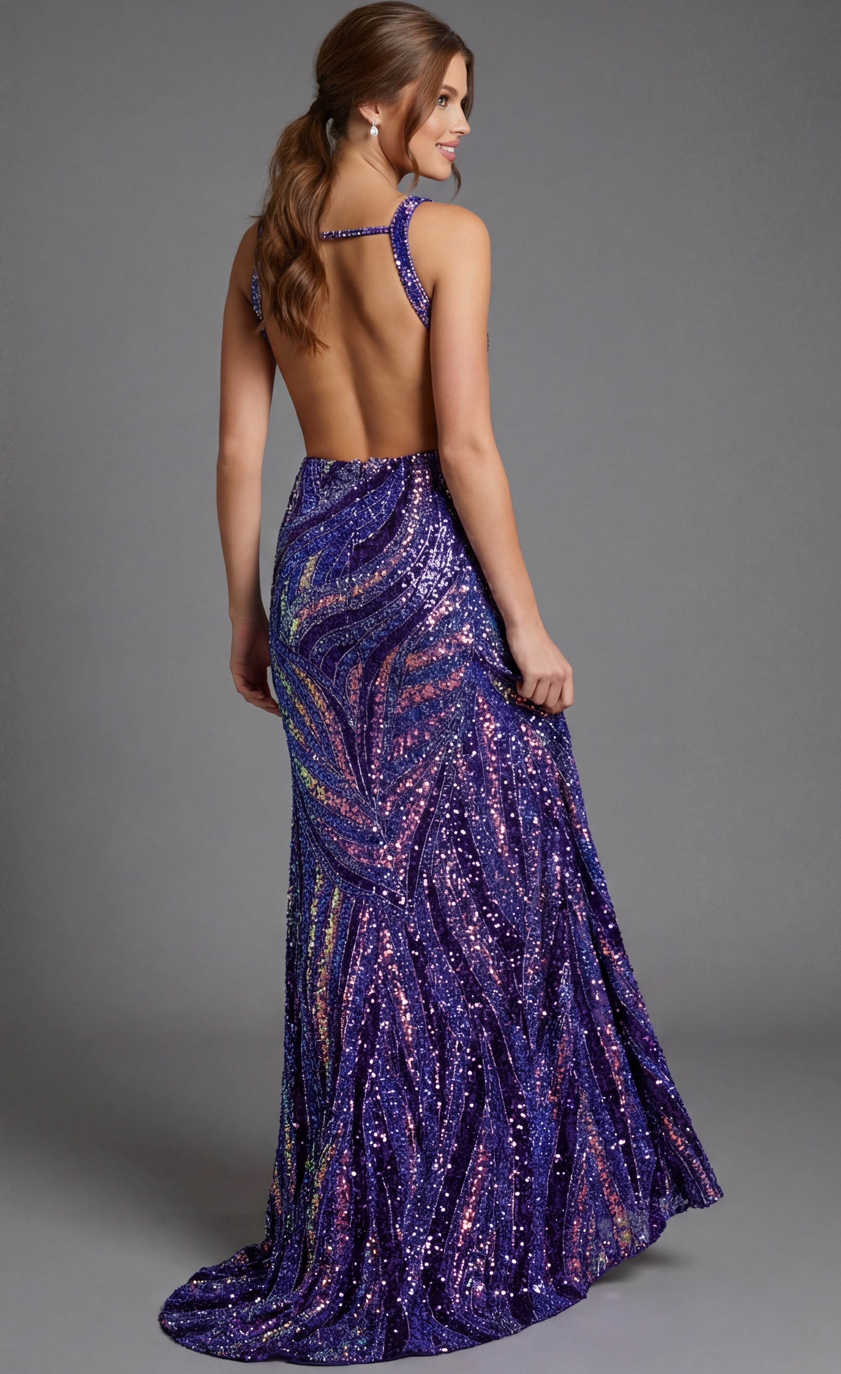 Jovani -47793 Deep V-Neck Sheath Long Dress